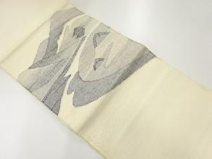 アンティーク　手織り節紬山並みに家屋風景模様織出し名古屋帯